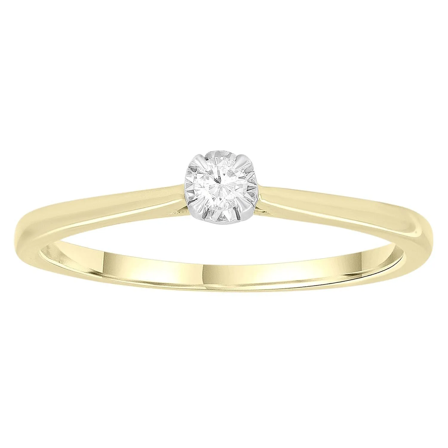 0.07ct Round Brilliant Diamond Solitaire Engagement Ring In 9Ct Yellow Gold