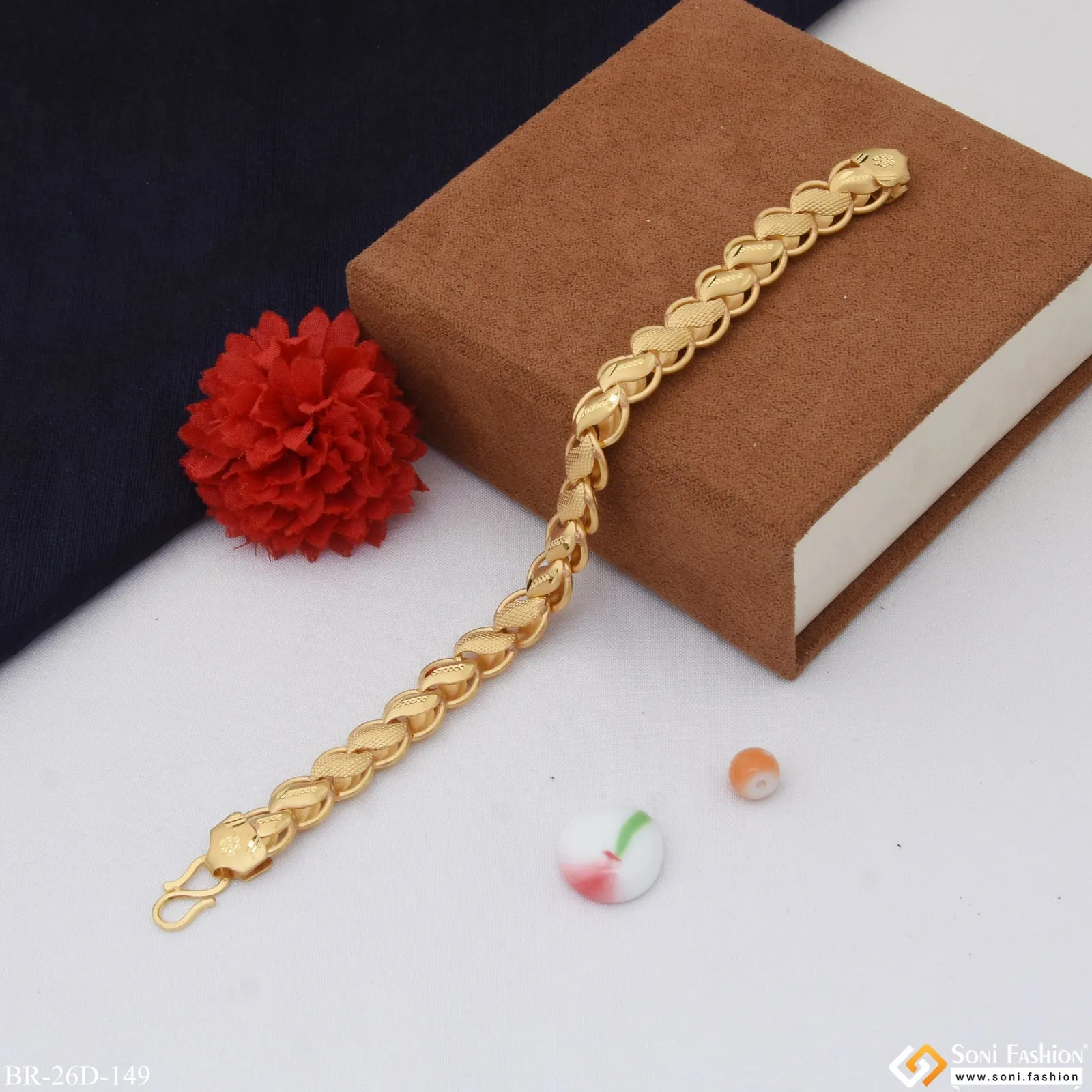 1 Gram Gold Plated Classic Design Superior Quality Bracelet for Men - Style D149