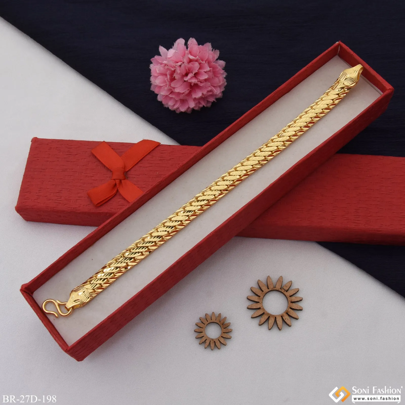 1 Gram Gold Plated Designer Design Best Quality Bracelet for Men - Style D198
