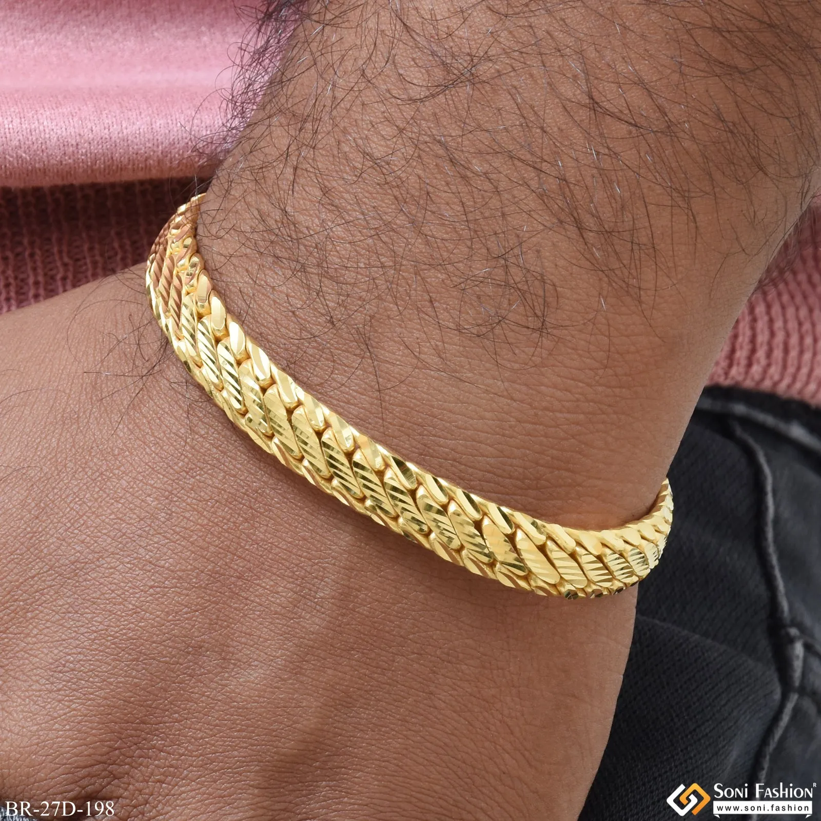 1 Gram Gold Plated Designer Design Best Quality Bracelet for Men - Style D198