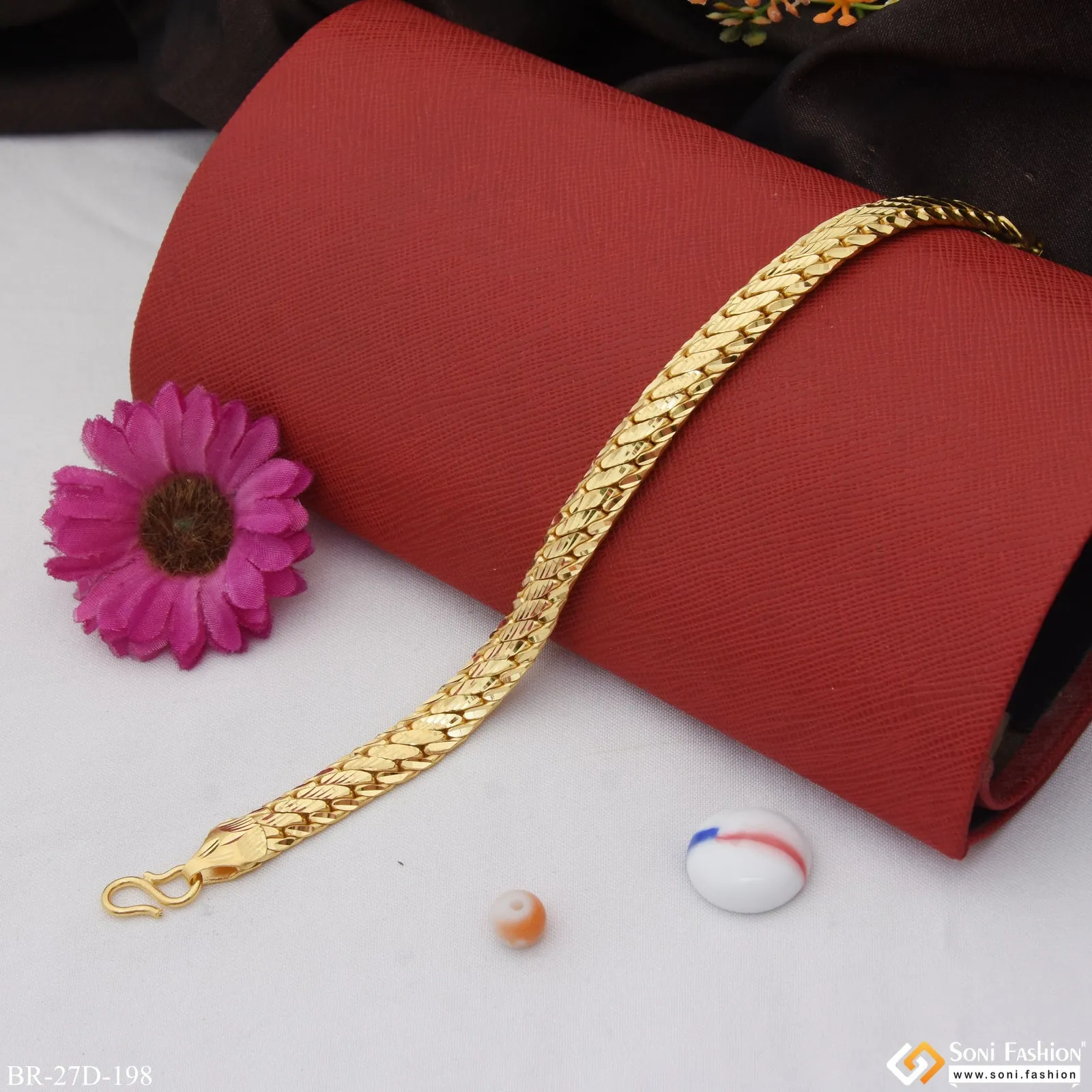 1 Gram Gold Plated Designer Design Best Quality Bracelet for Men - Style D198