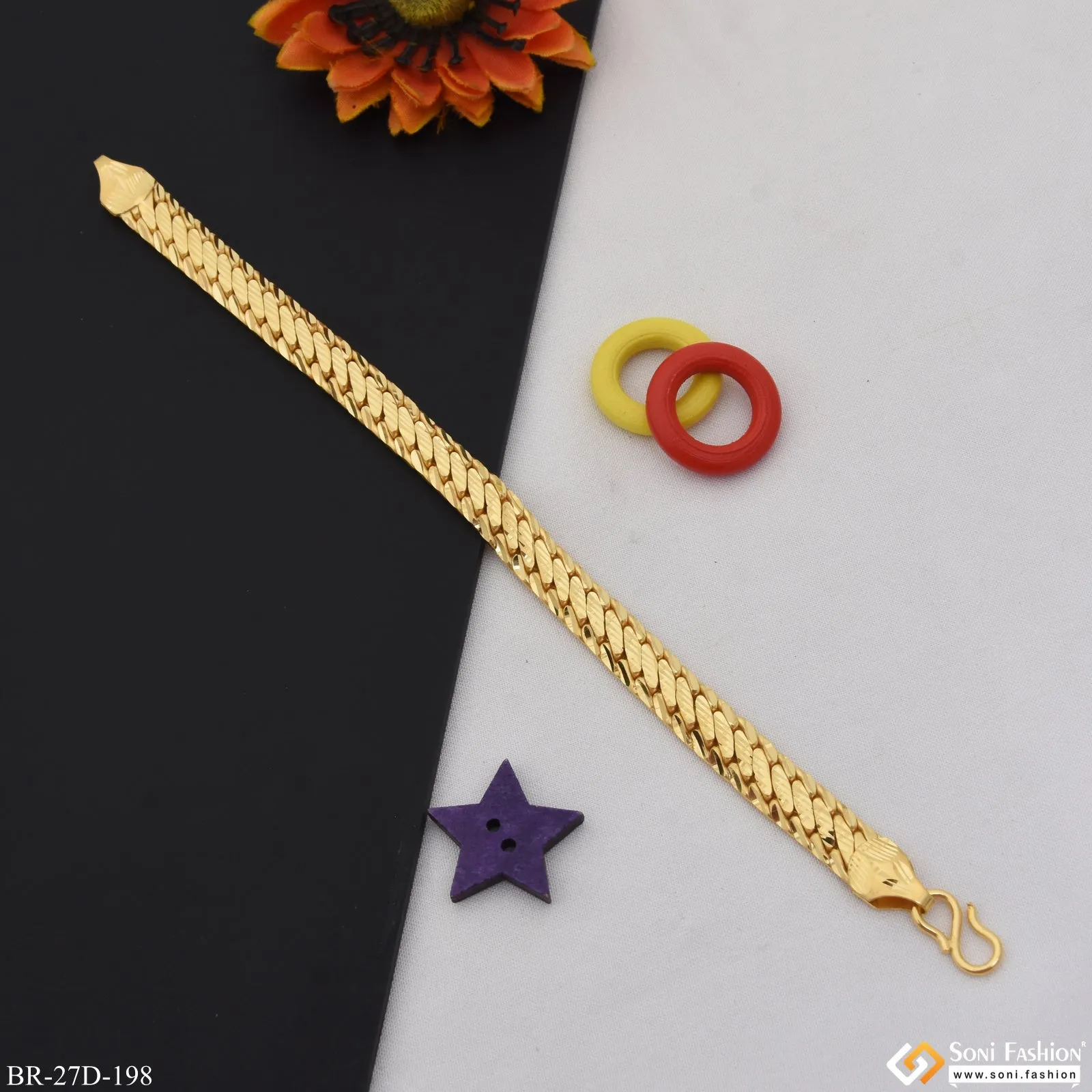 1 Gram Gold Plated Designer Design Best Quality Bracelet for Men - Style D198
