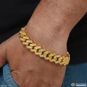1 Gram Gold Plated With Diamond Sophisticated Design Bracelet For Men - Style C779