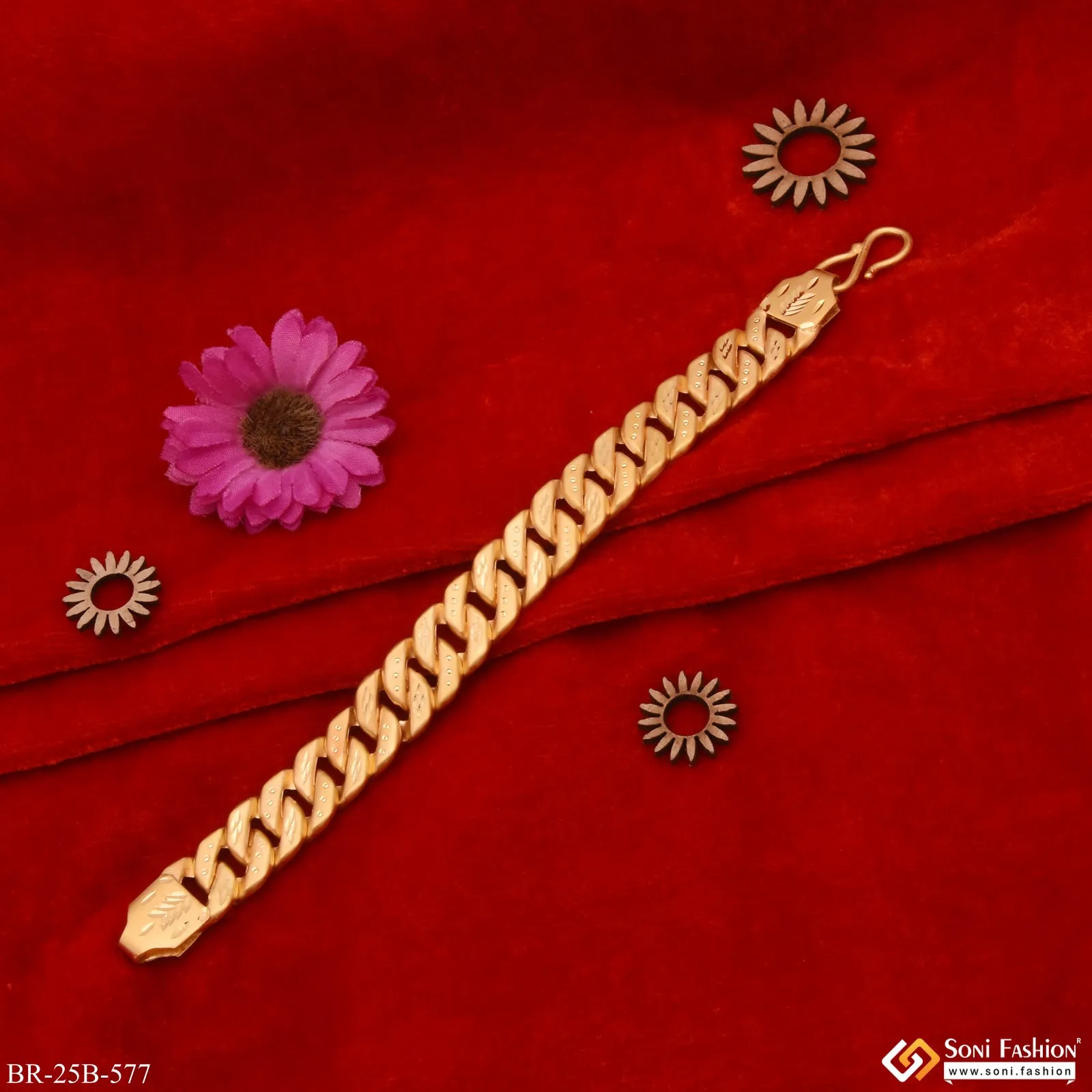 1 Gram - Owel Shape Pokal Finely Detailed Design Gold Plated Bracelet - Style B577