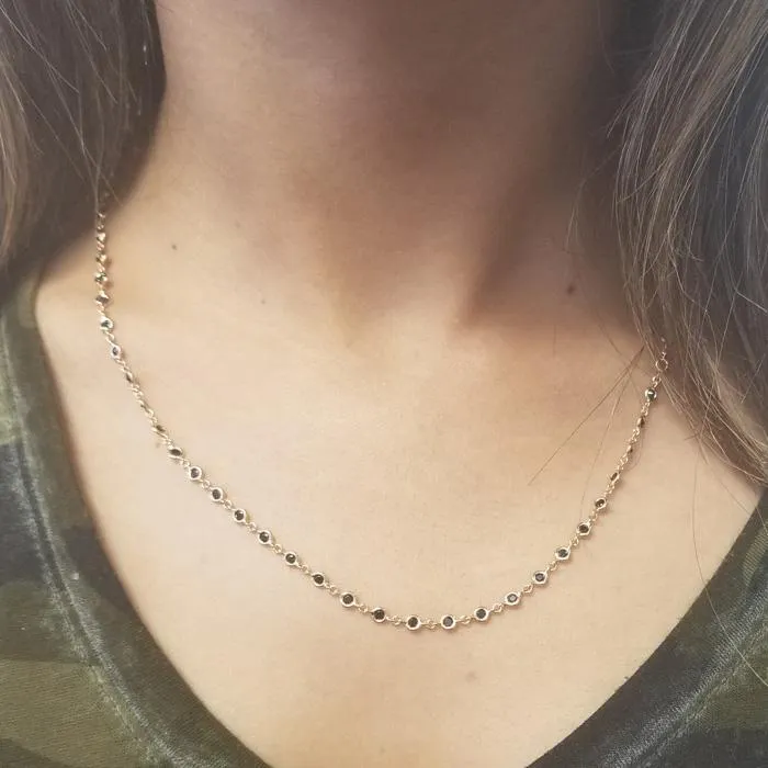 1.00cttw Unique Sapphire Station Necklace Yellow Gold
