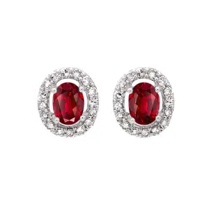 10Kt White Gold Diamond 1/6Ctw & Ruby 3/8Ctw Earring