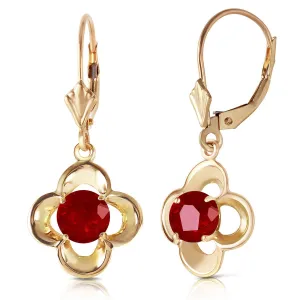 1.1 Carat 14K Solid Yellow Gold Exotic Flower Ruby Earrings