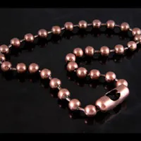 12mm Dog Tag Beaded Ball Chain Necklace, 30" length, Antique Copper, Each