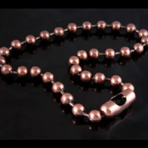 12mm Dog Tag Beaded Ball Chain Necklace, 30" length, Antique Copper, Each
