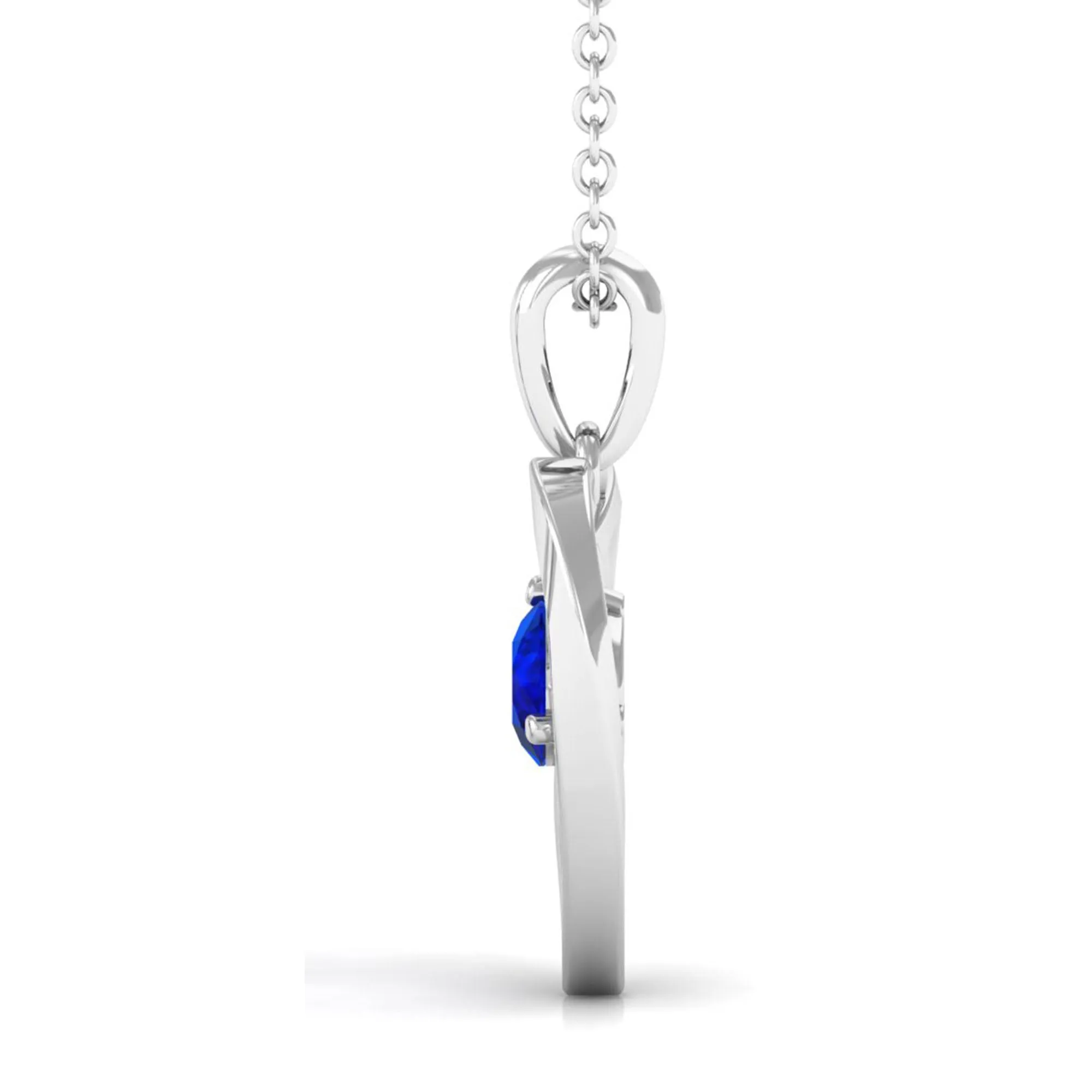 1/4 CT Minimal Heart Necklace with Diffused Sapphire