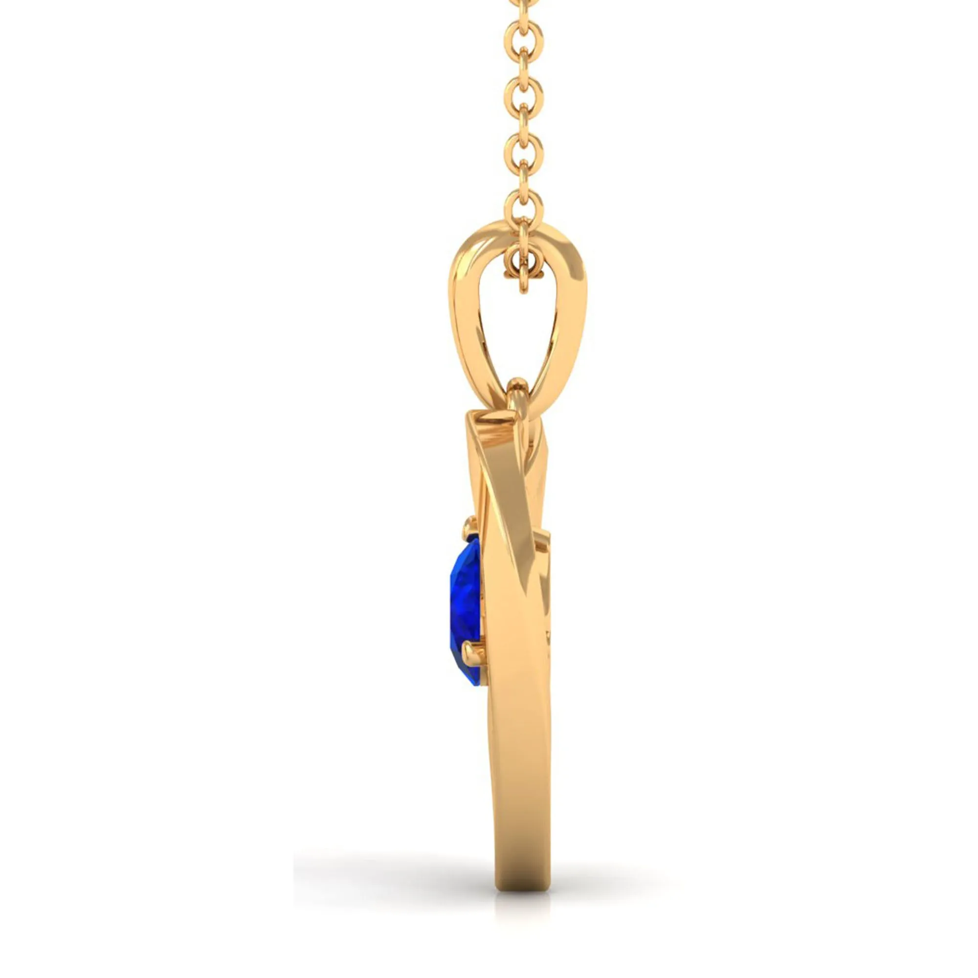 1/4 CT Minimal Heart Necklace with Diffused Sapphire
