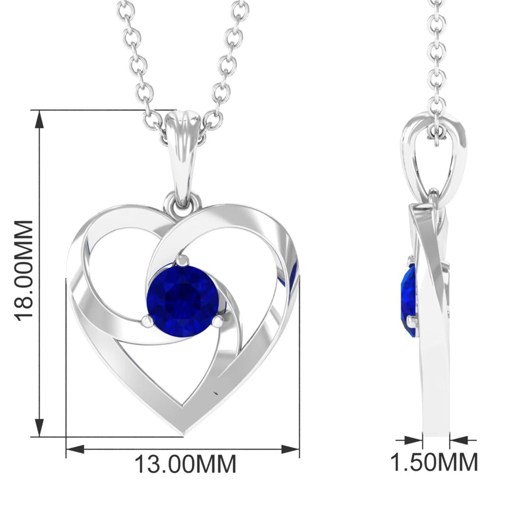 1/4 CT Minimal Heart Necklace with Diffused Sapphire