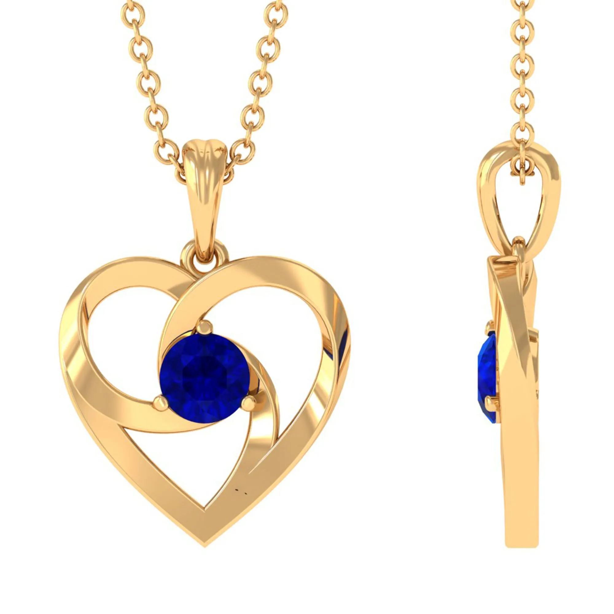 1/4 CT Minimal Heart Necklace with Diffused Sapphire