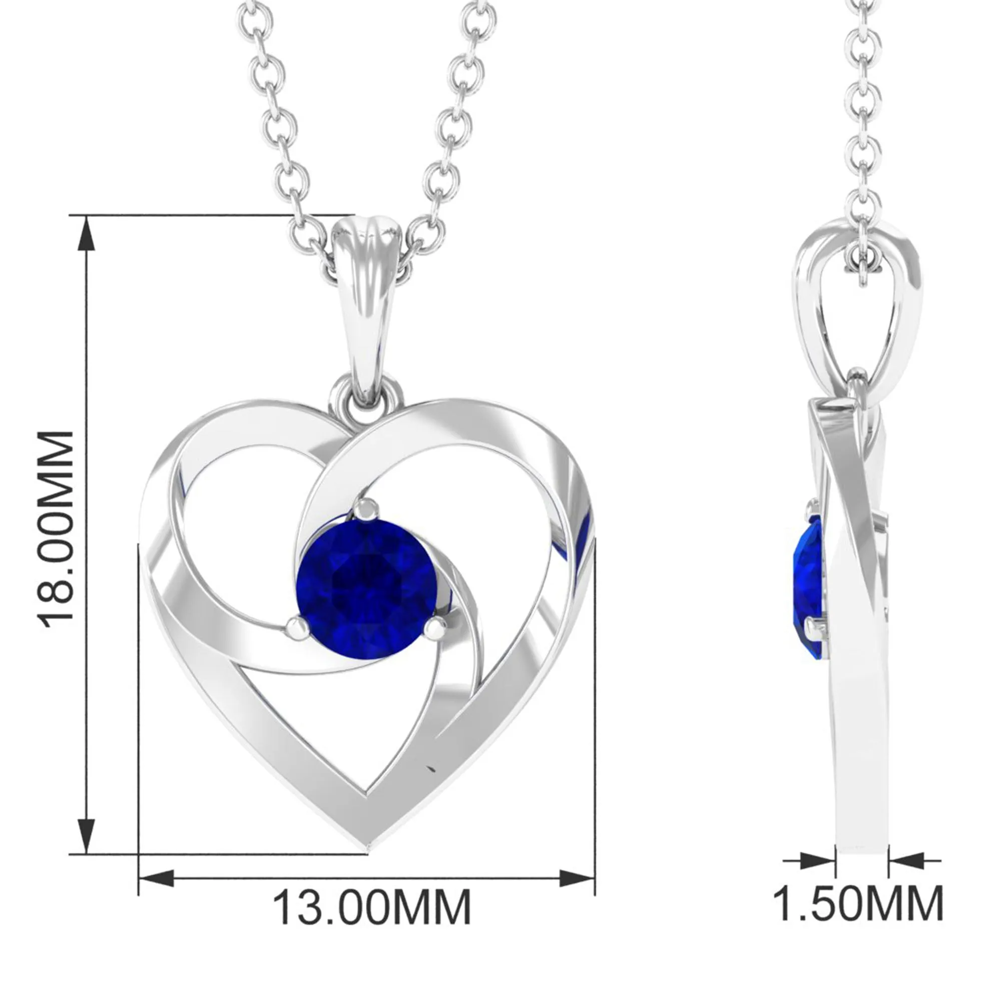 1/4 CT Minimal Heart Necklace with Diffused Sapphire