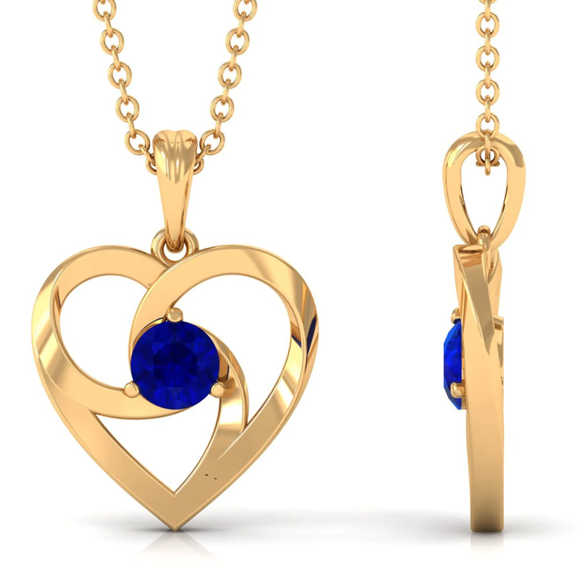 1/4 CT Minimal Heart Necklace with Diffused Sapphire