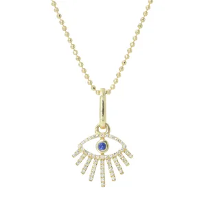 14k Diamond Evil Eye Necklace with Rays