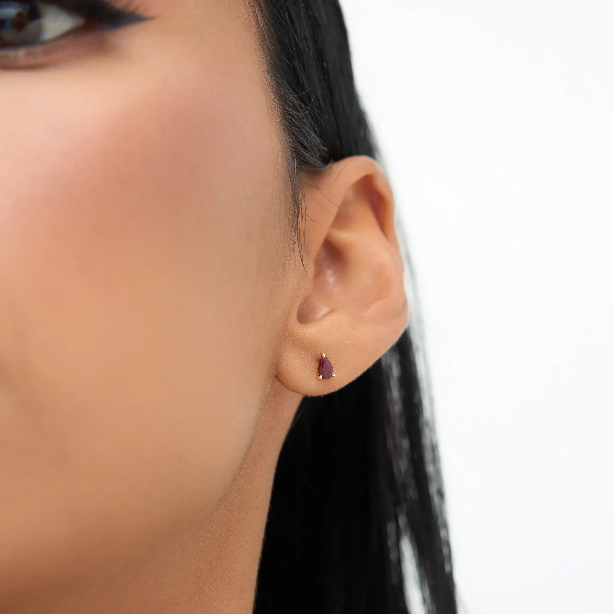 14K  Pear Shaped Ruby Stud Earrings