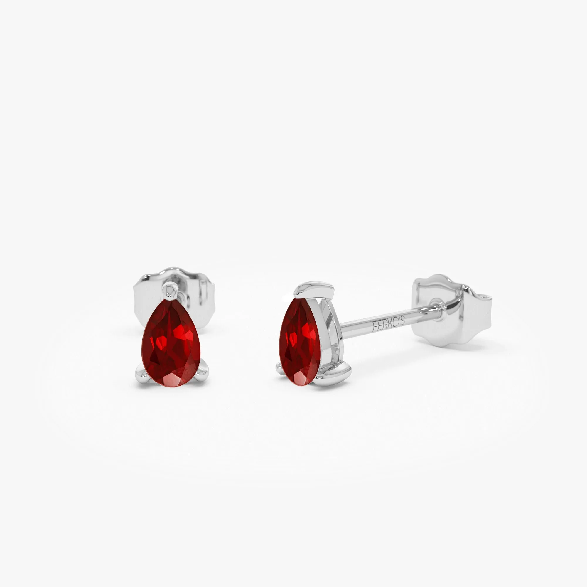 14K  Pear Shaped Ruby Stud Earrings