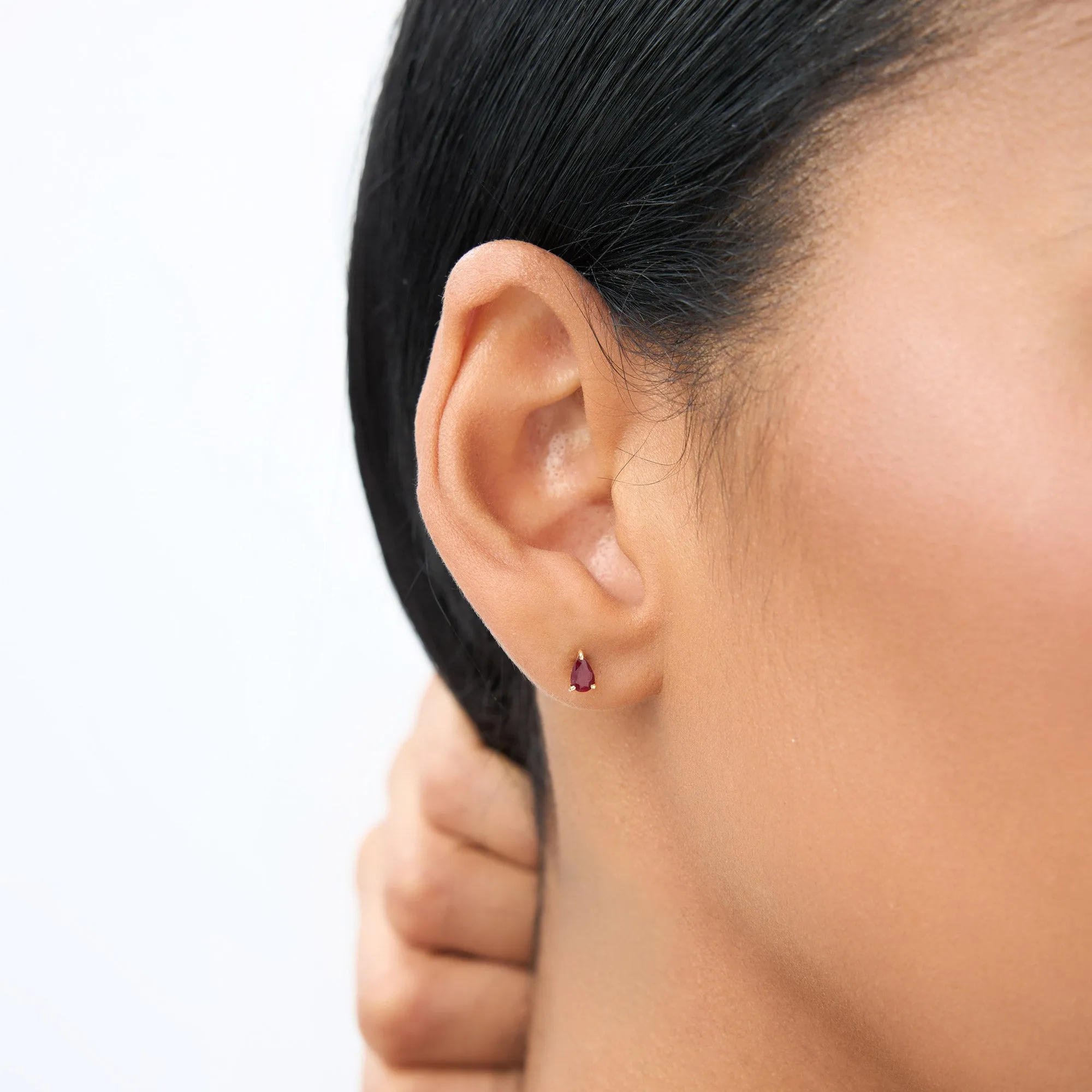 14K  Pear Shaped Ruby Stud Earrings
