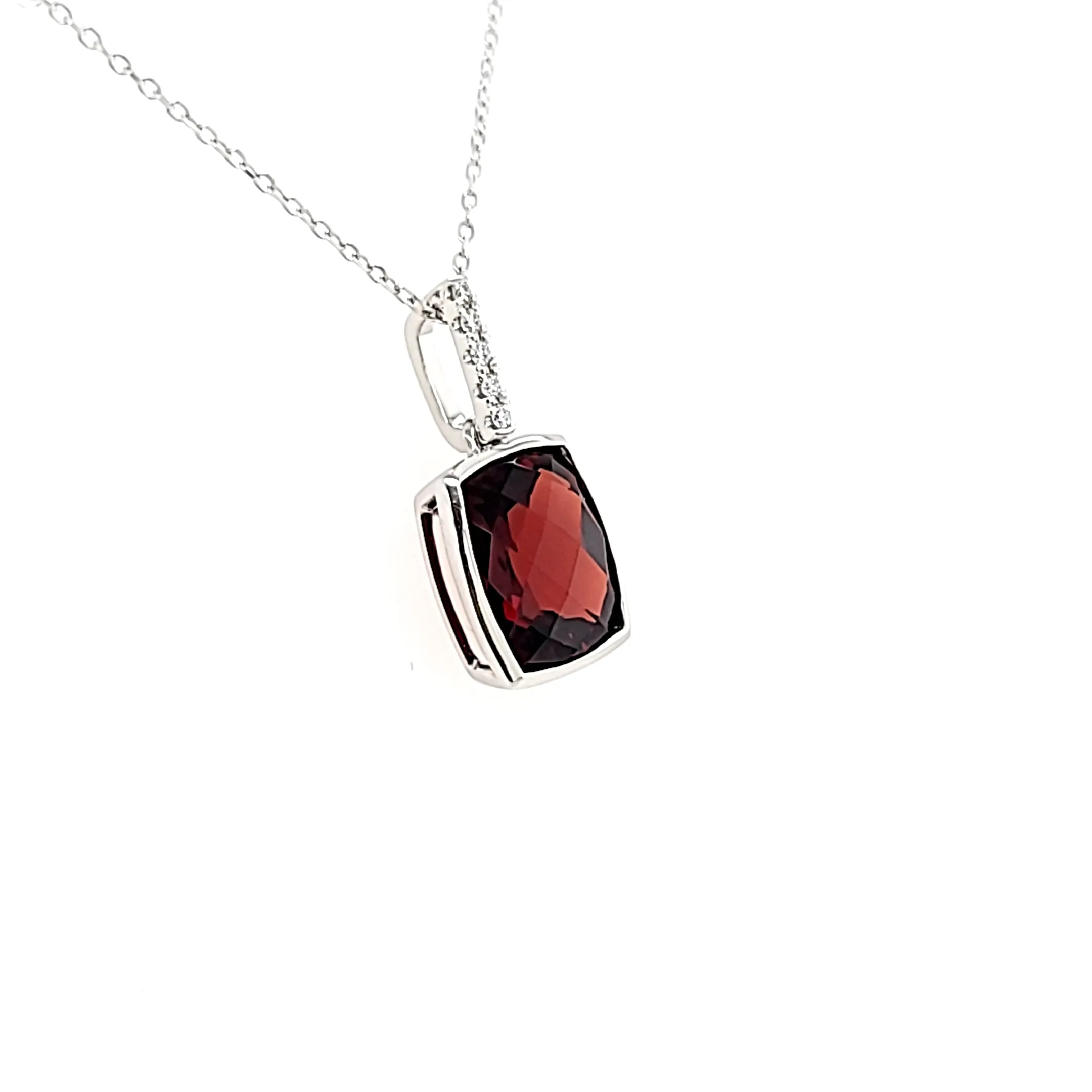 14k White Gold Garnet Necklace (I8008)