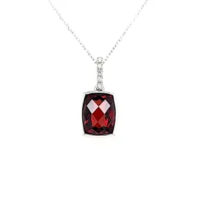 14k White Gold Garnet Necklace (I8008)