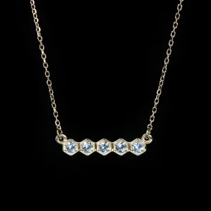 14K Yellow Gold Sapphire Bar Necklace