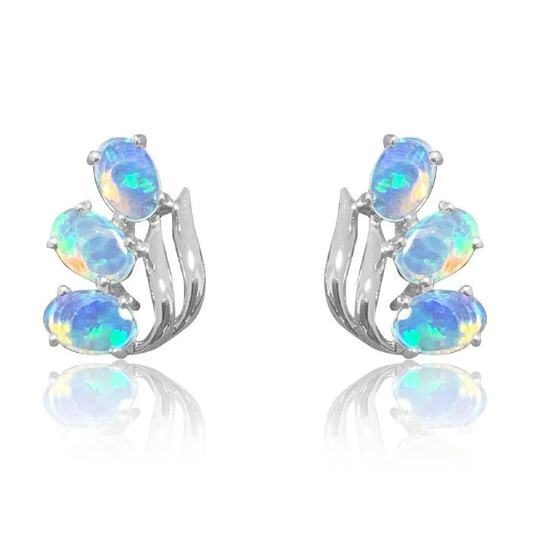 14kt White Gold 6 Opal earrings