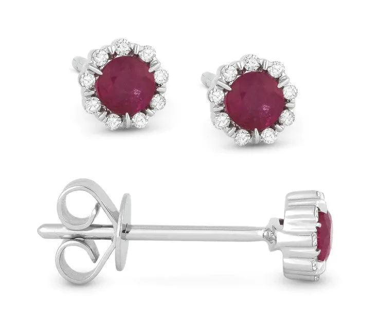 14KW Ruby & Diamond Earrings