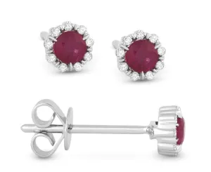 14KW Ruby & Diamond Earrings