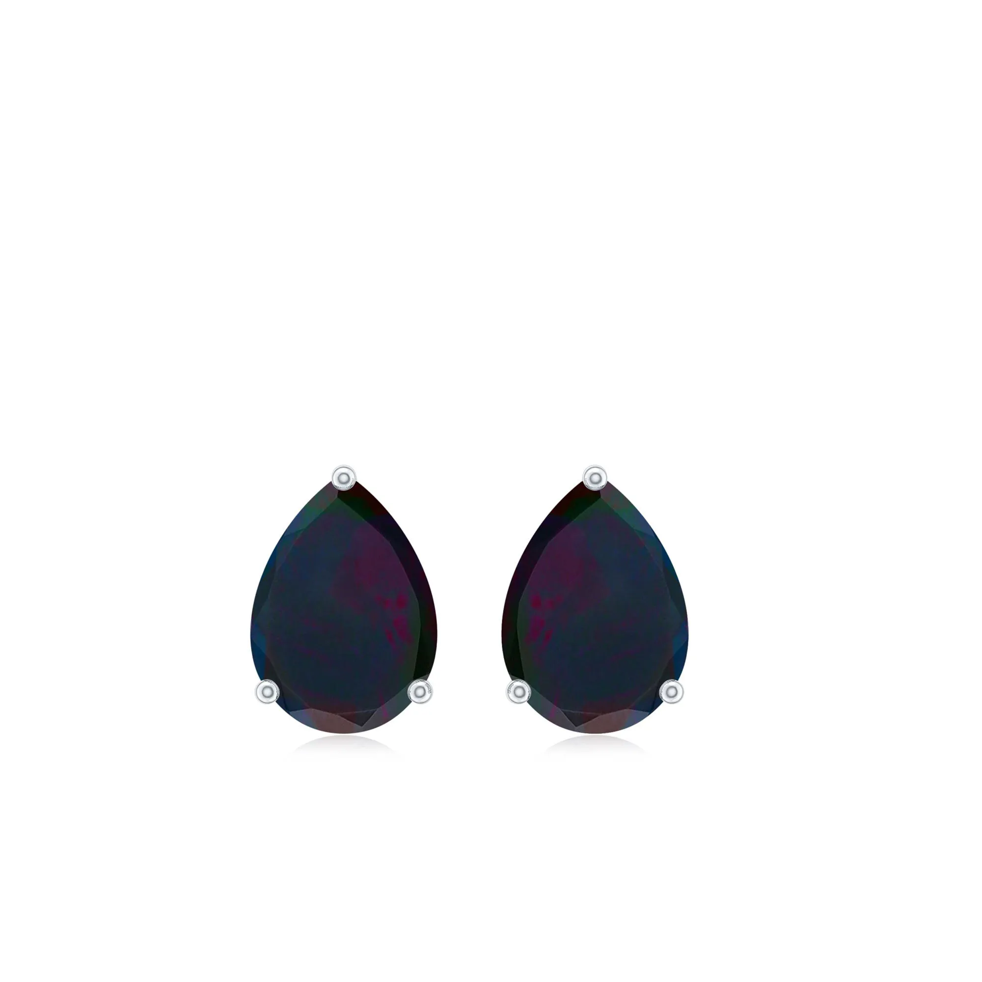 1.50 CT Pear Shape Black Opal Solitaire Stud Earrings