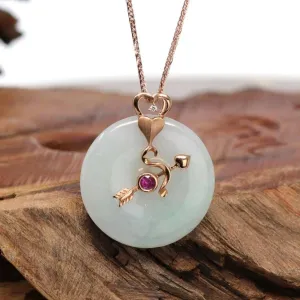18k Rose Gold Genuine Jadeite Jade 12 Zodiac Signs (Sagittarius) Necklace