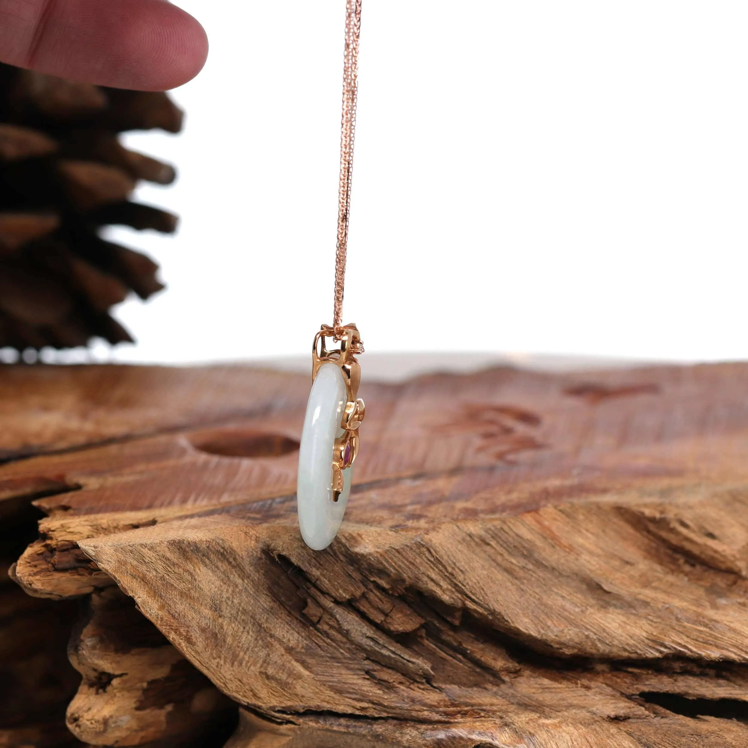 18k Rose Gold Genuine Jadeite Jade 12 Zodiac Signs (Sagittarius) Necklace