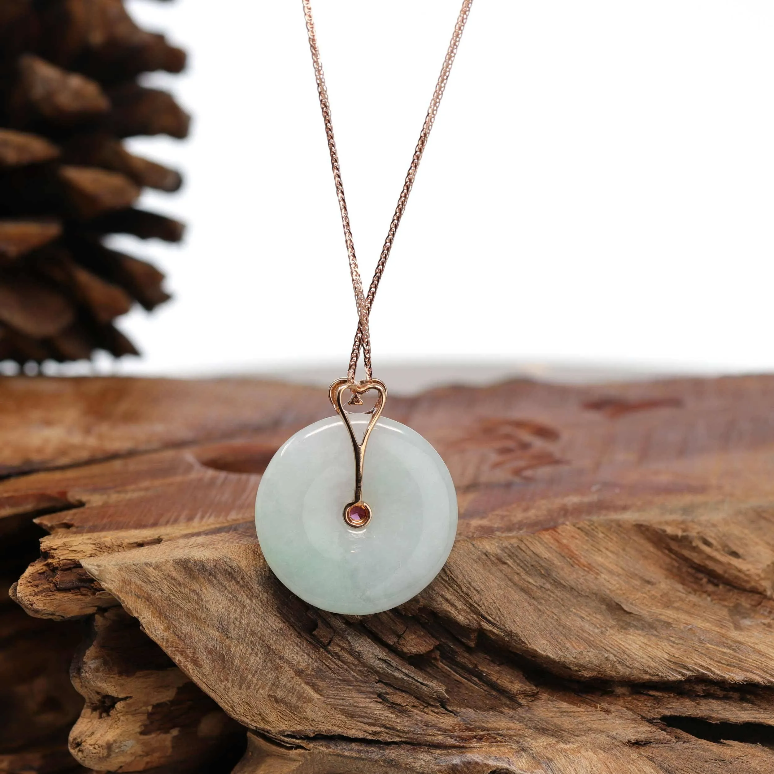 18k Rose Gold Genuine Jadeite Jade 12 Zodiac Signs (Sagittarius) Necklace