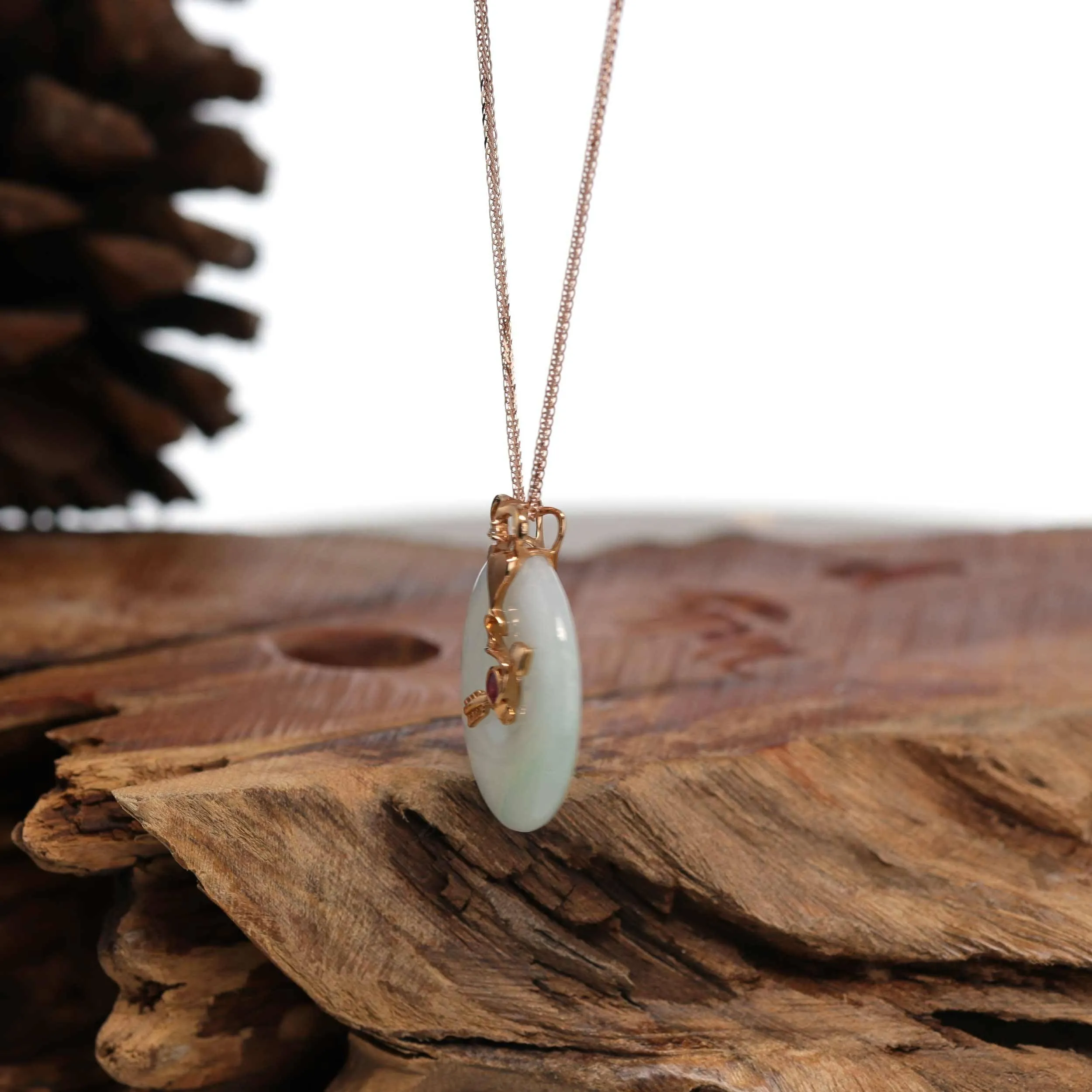 18k Rose Gold Genuine Jadeite Jade 12 Zodiac Signs (Sagittarius) Necklace