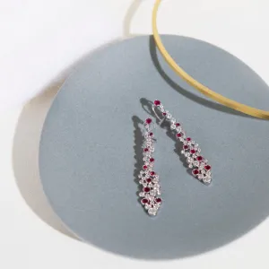 18K White Gold Ruby Diamond Earring