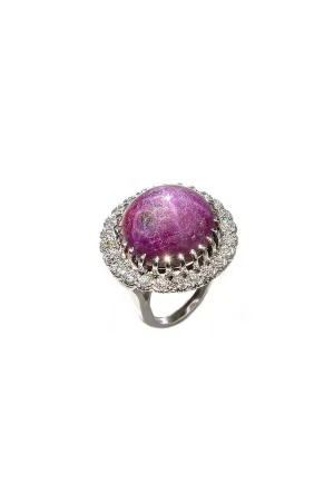 1930s 61.7 Carat Star Ruby Diamond Gold Cocktail Ring