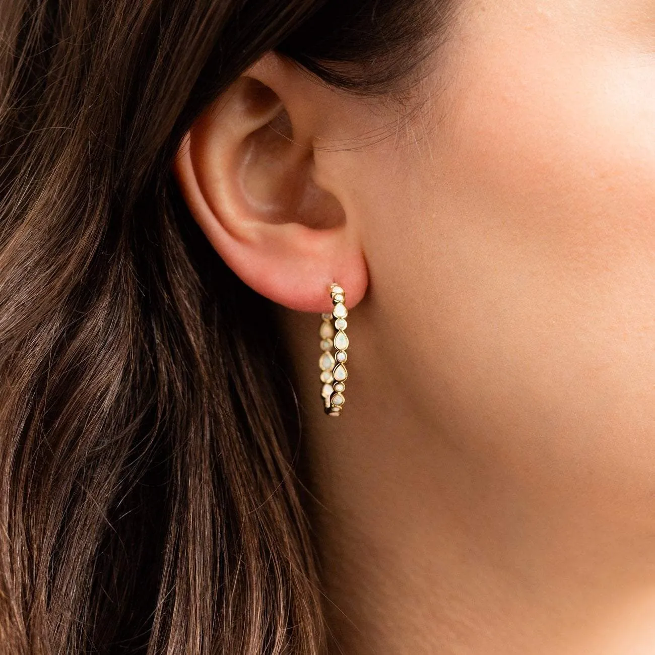 1" Isla Opal Hoop Earrings