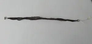 20A65C -Dark Brown Scrunched Ribbon with Metal Rings Choker