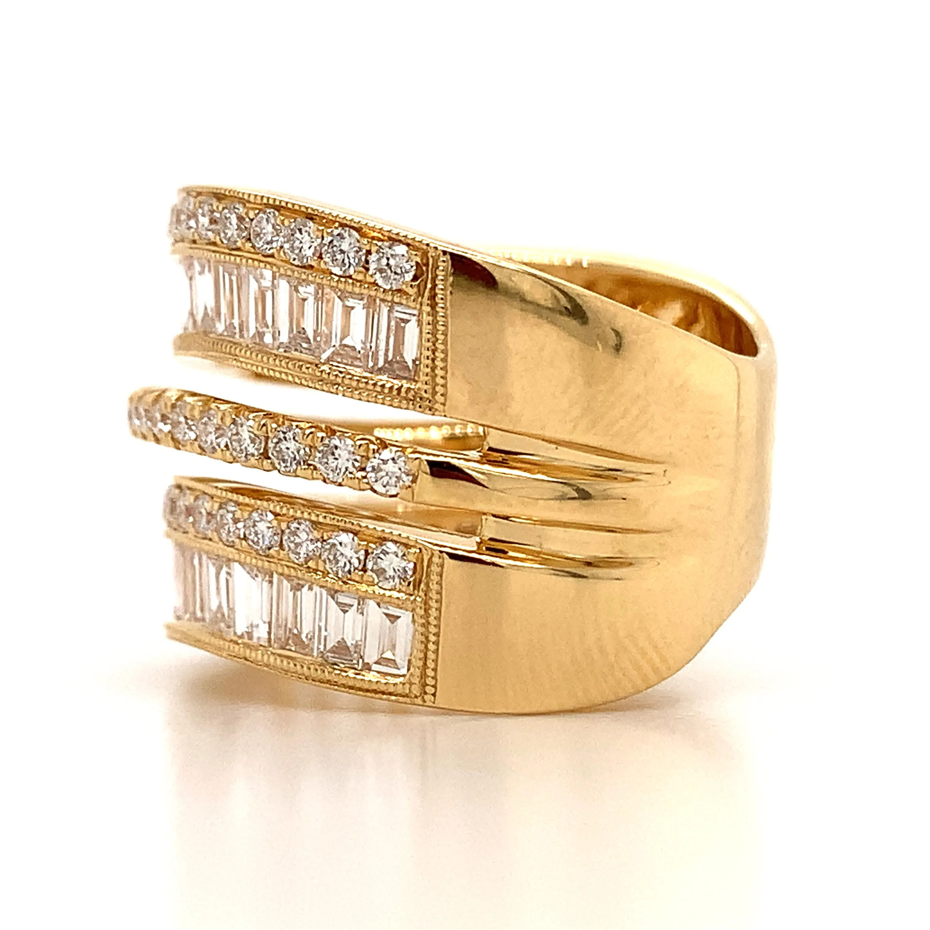 2.58ctw Baguette & Round Diamond Fancy Right-hand Cocktail Ring