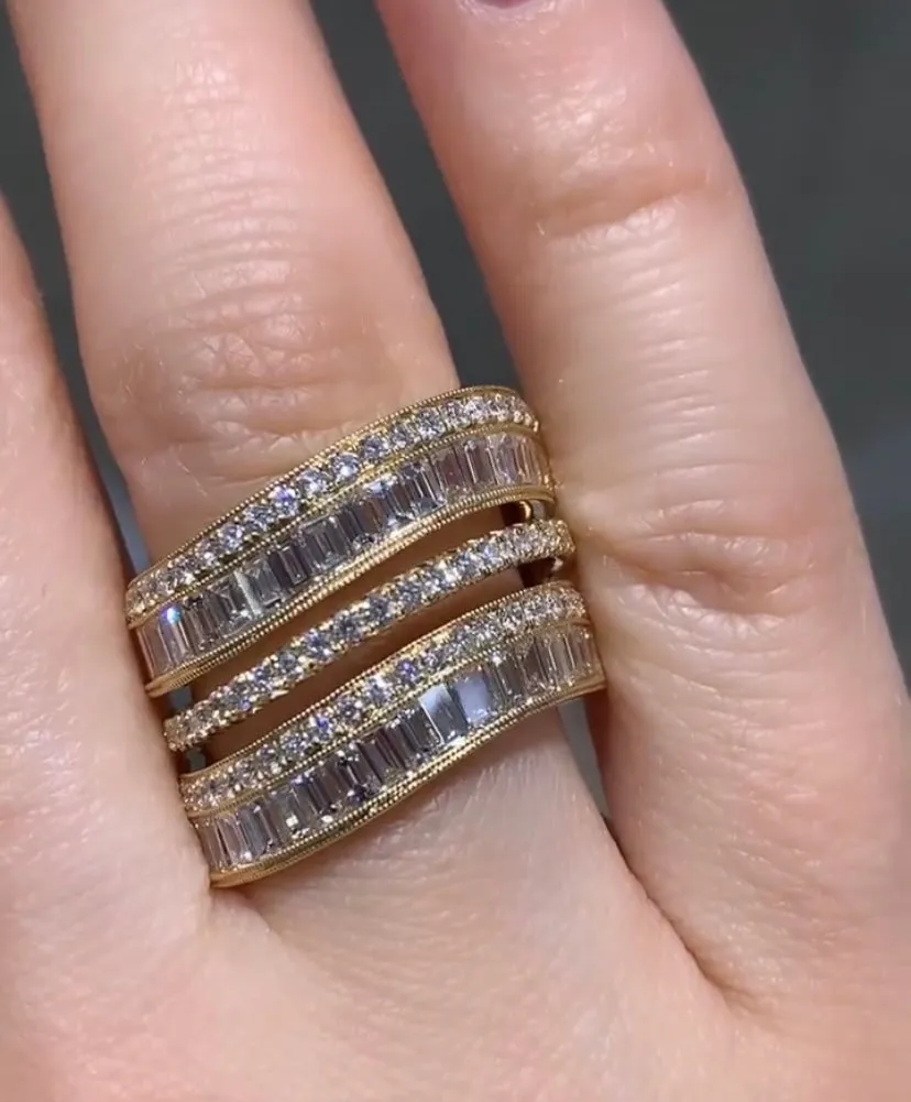 2.58ctw Baguette & Round Diamond Fancy Right-hand Cocktail Ring