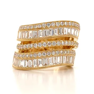 2.58ctw Baguette & Round Diamond Fancy Right-hand Cocktail Ring