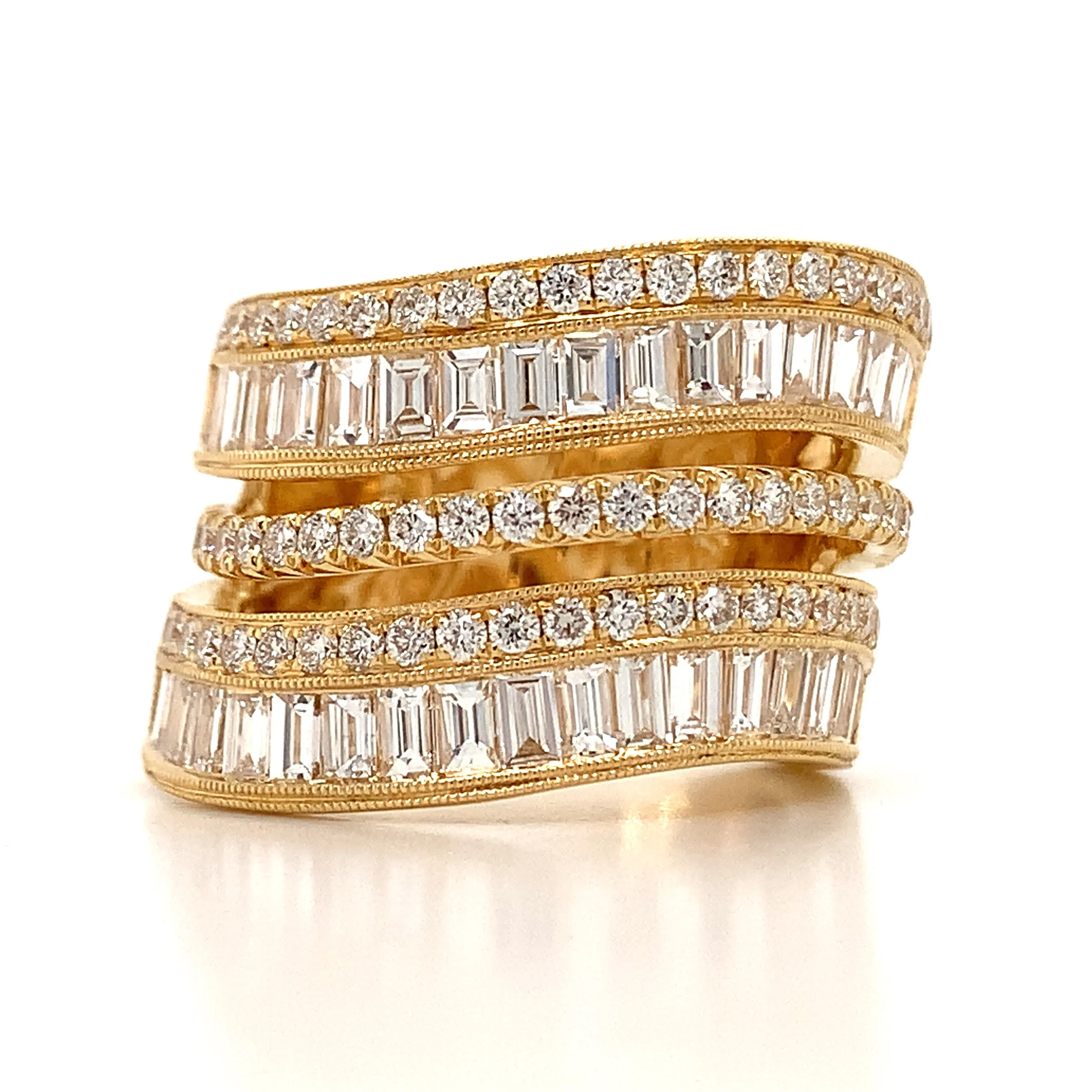 2.58ctw Baguette & Round Diamond Fancy Right-hand Cocktail Ring