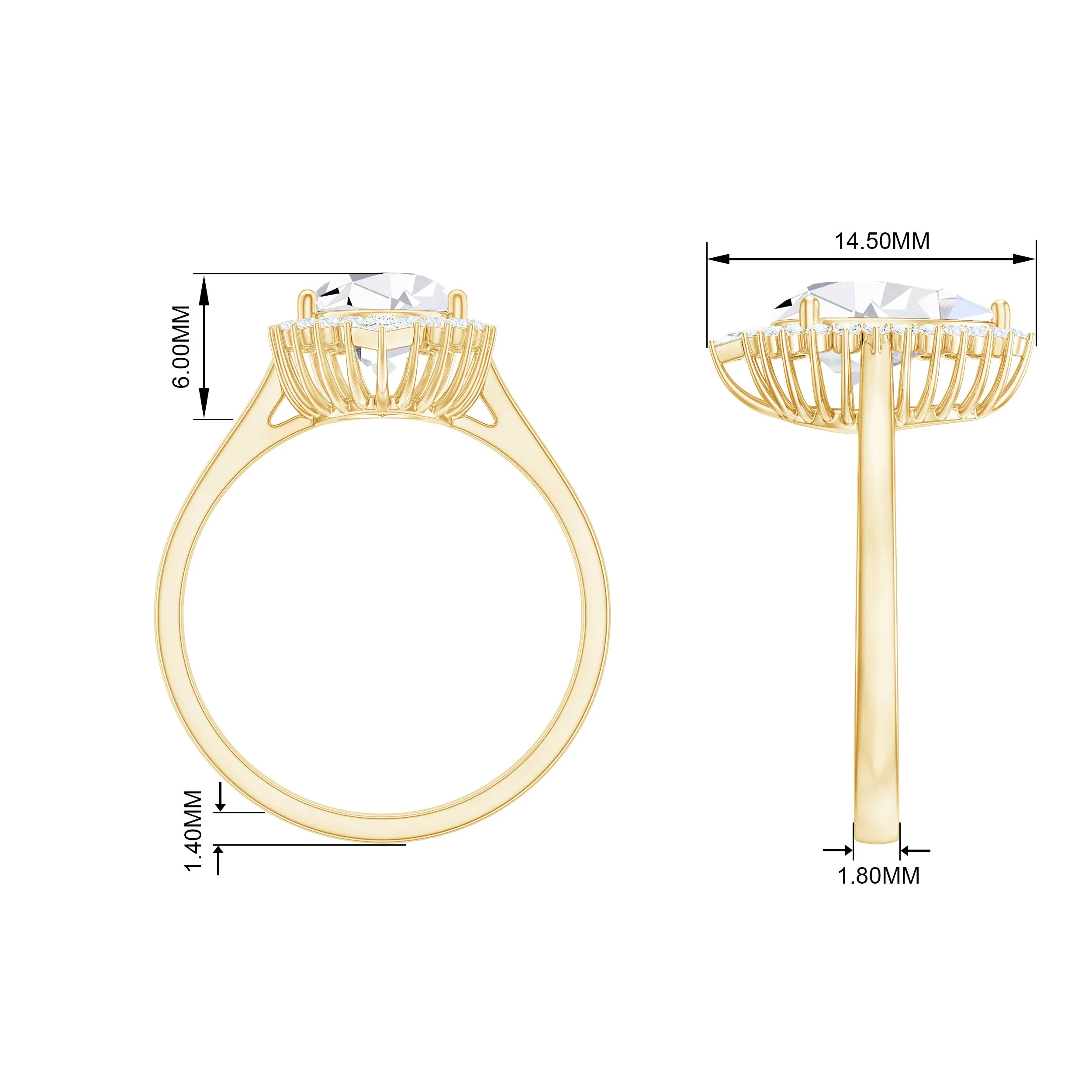 2.75 CT Pear Cut Zircon Cocktail Engagement Ring with Halo
