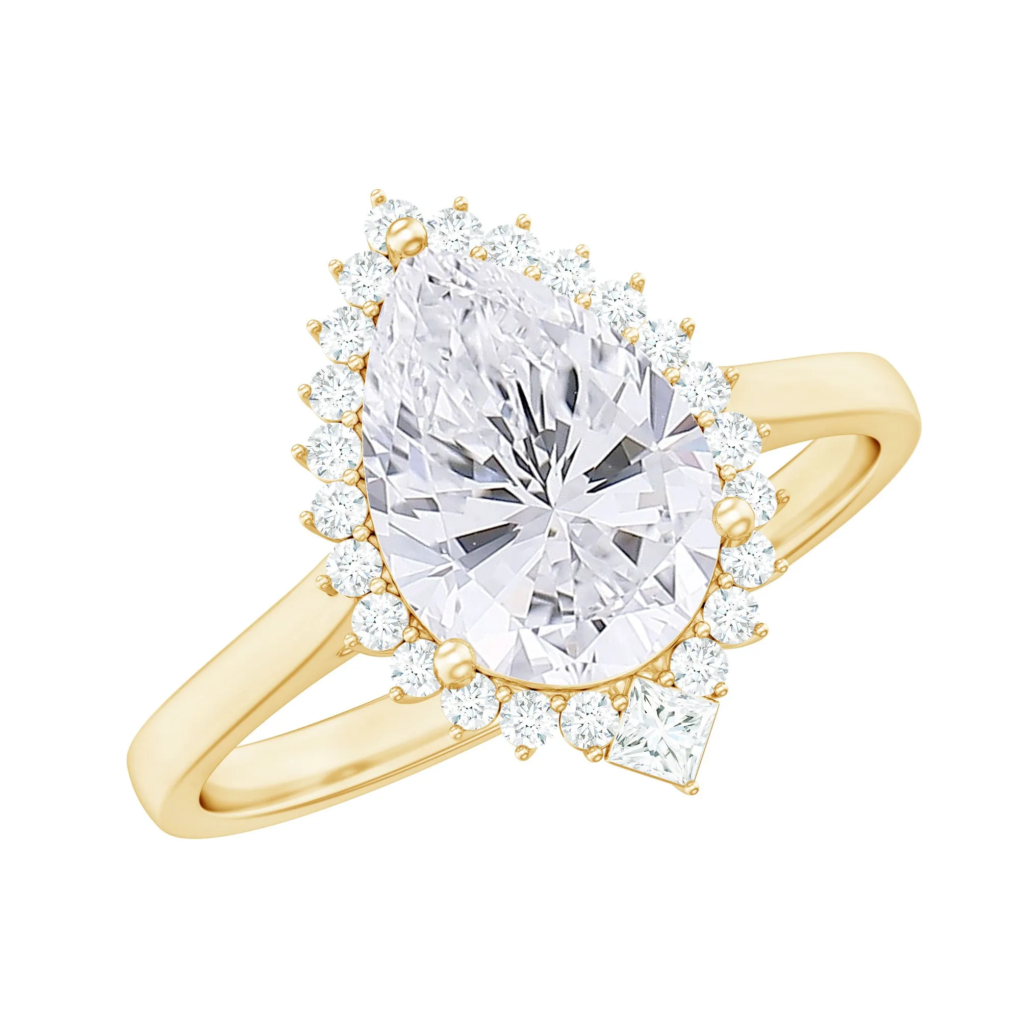 2.75 CT Pear Cut Zircon Cocktail Engagement Ring with Halo