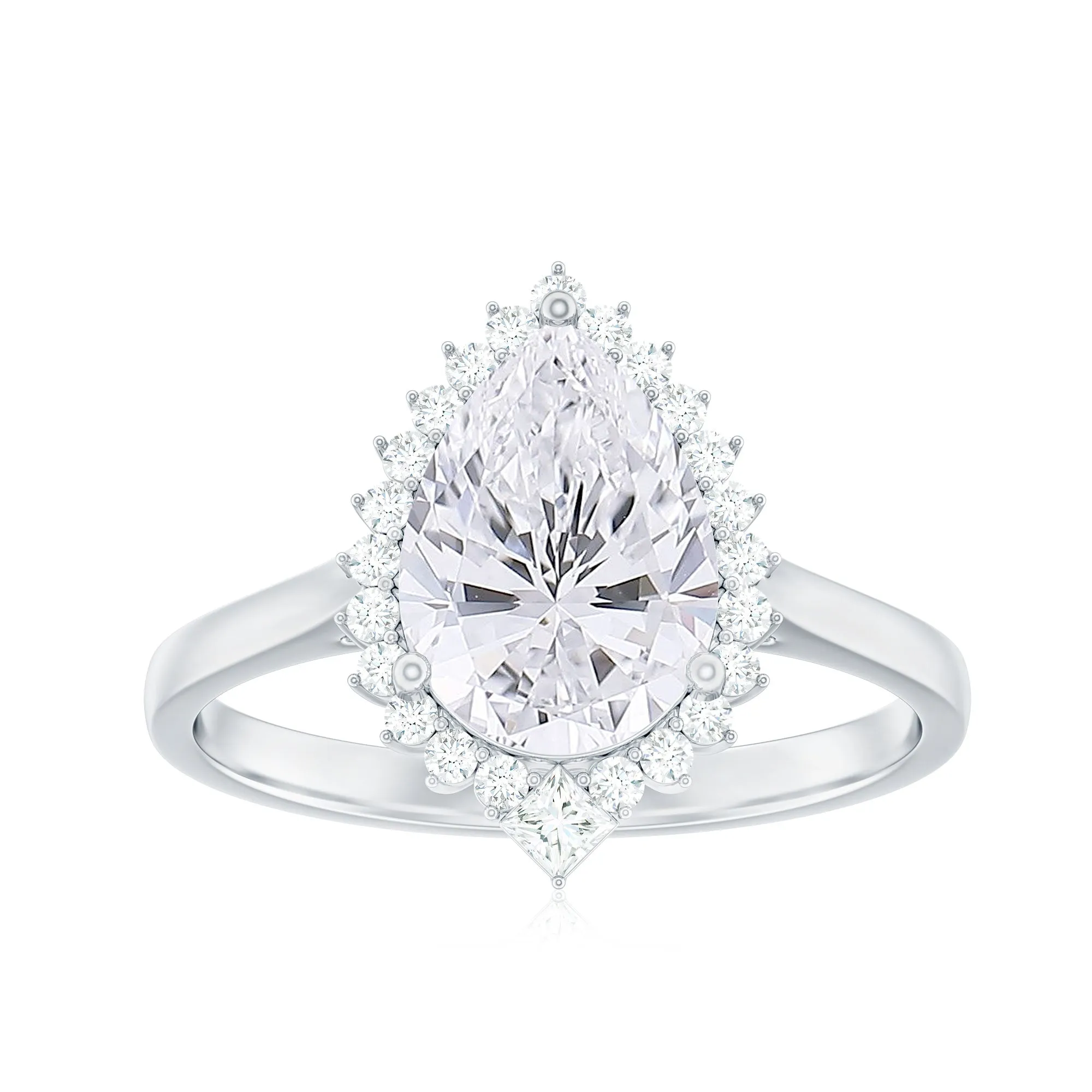 2.75 CT Pear Cut Zircon Cocktail Engagement Ring with Halo