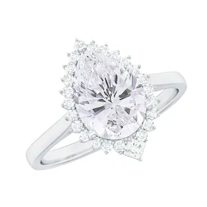 2.75 CT Pear Cut Zircon Cocktail Engagement Ring with Halo