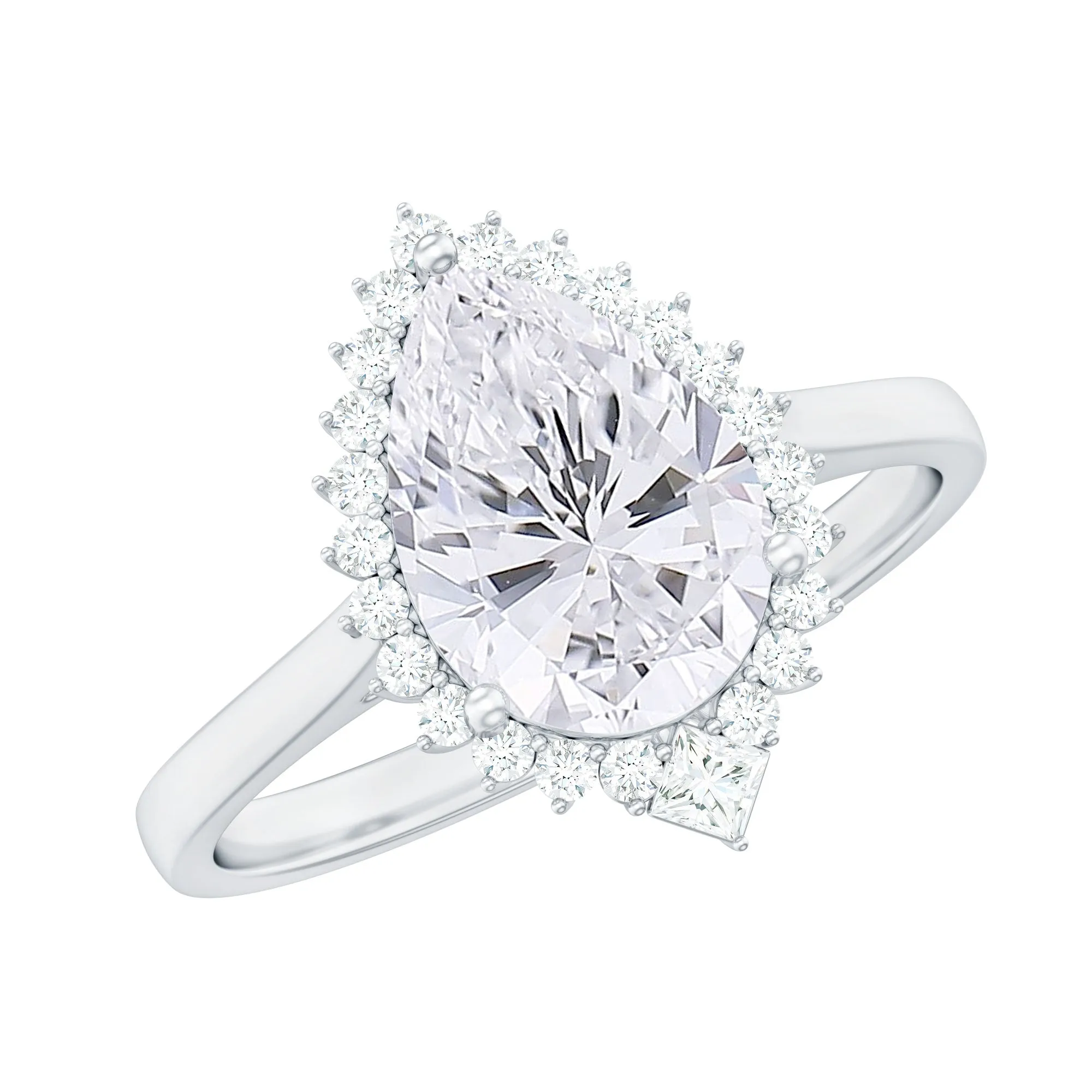 2.75 CT Pear Cut Zircon Cocktail Engagement Ring with Halo