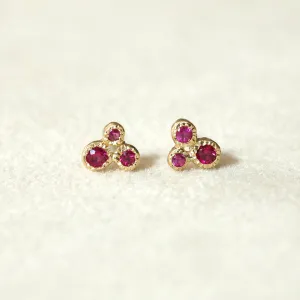 3 bezel Ruby studs