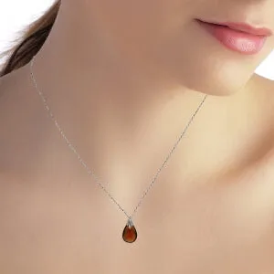 3 Carat 14K Solid White Gold Approaching The Harbor Garnet Necklace