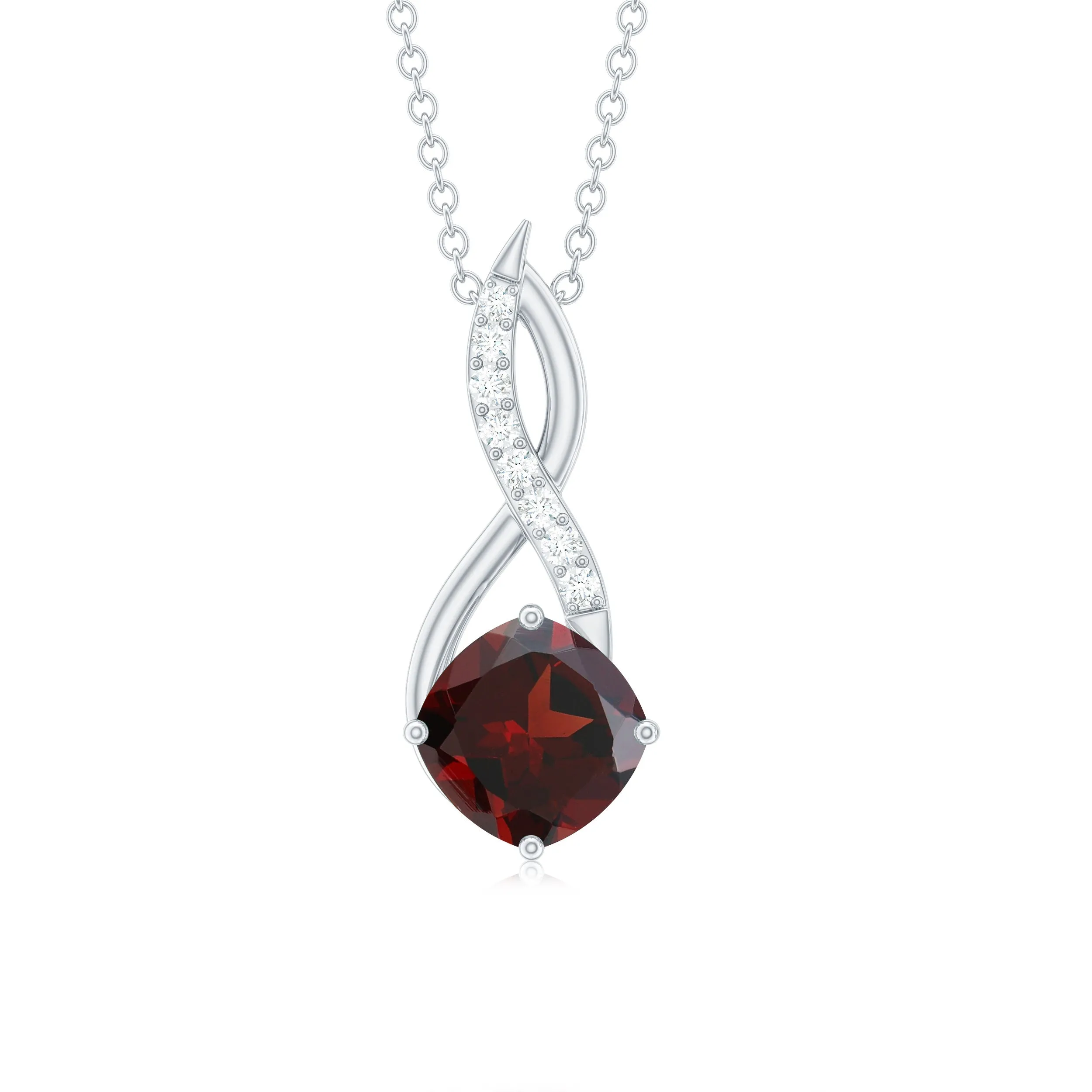 3.50 CT Garnet Solitaire Infinity Necklace with Diamond